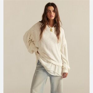 Free People We The Free Maddie Long Sleeve in Ivory/White Size Large